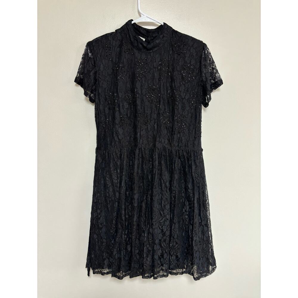 Black Lace Whimsigoth Mini Dress Dark Romantic Gothic Witchy Fairycore S